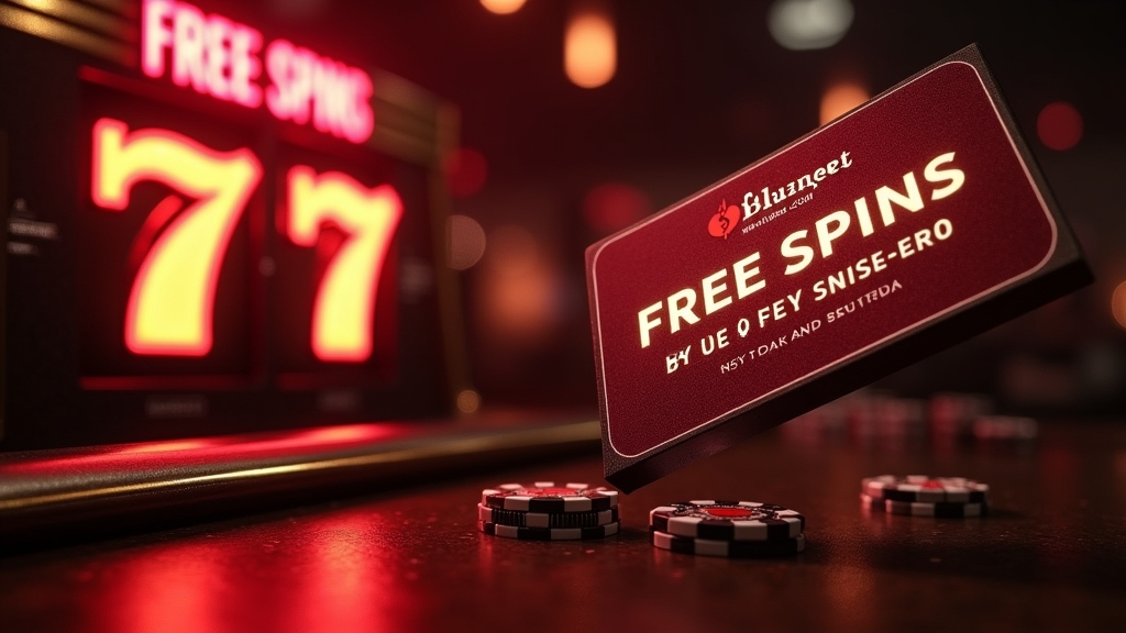 Neon free spins banner beside a no deposit bonus card in a casino
